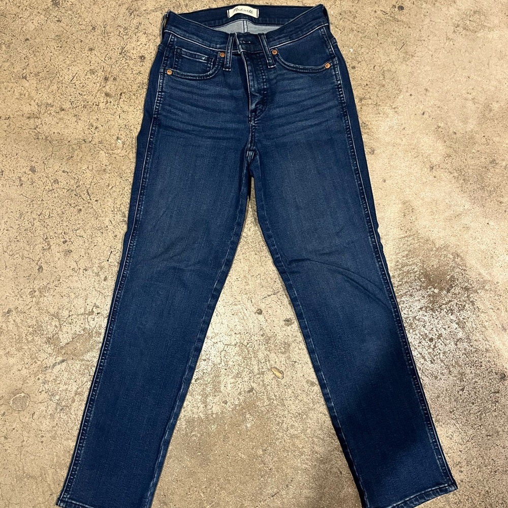 Madewell Dark Wash Stovepipe Mid-Rise Jeans